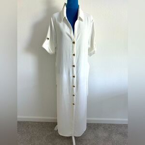White Button-Down Maxi Dress